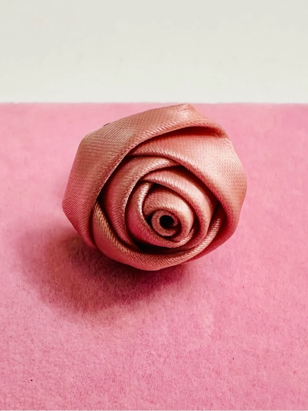 Pink Satin Rose Statement Adjustable Ring
